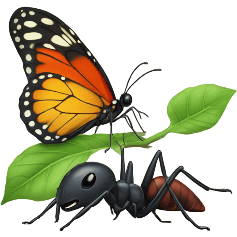 Butterfly and ant kissing emoji