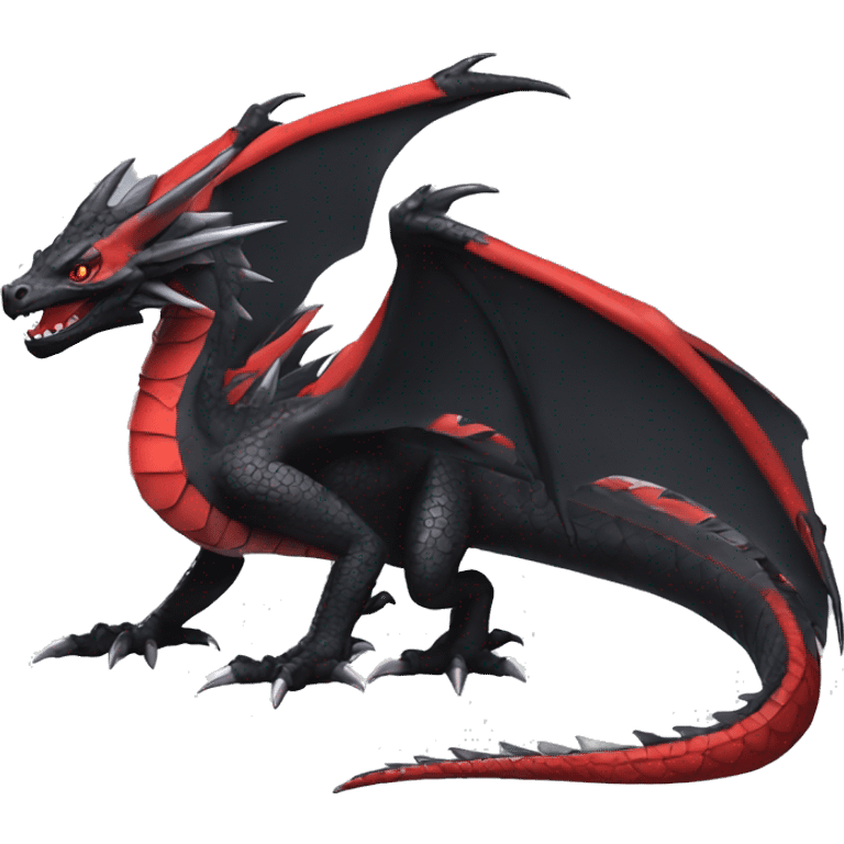 cool edgy black and red Dark-type nargacuga dragon Pokémon full body emoji