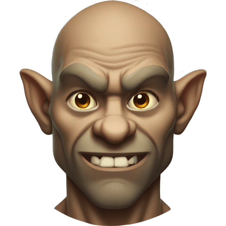 muscular handsome goblin flexing no hair with a goatee emoji