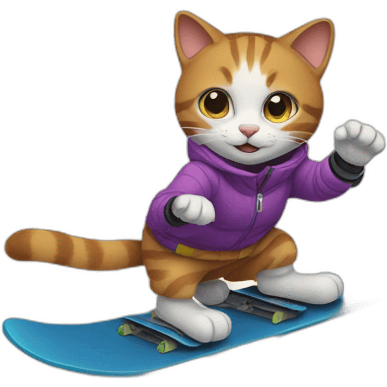 Cat snowboarding emoji