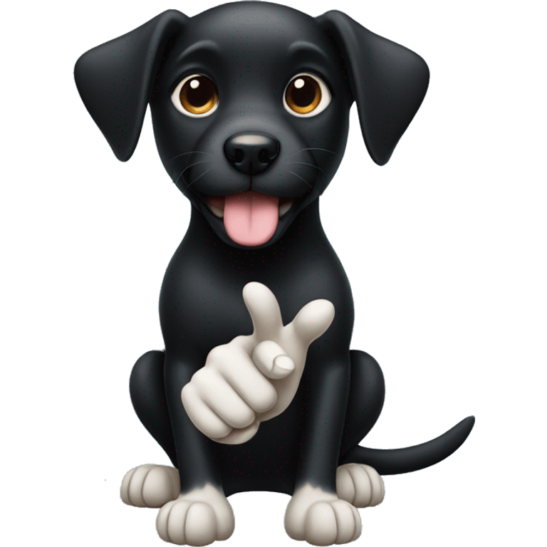 black dog puppy with thumbs up emoji