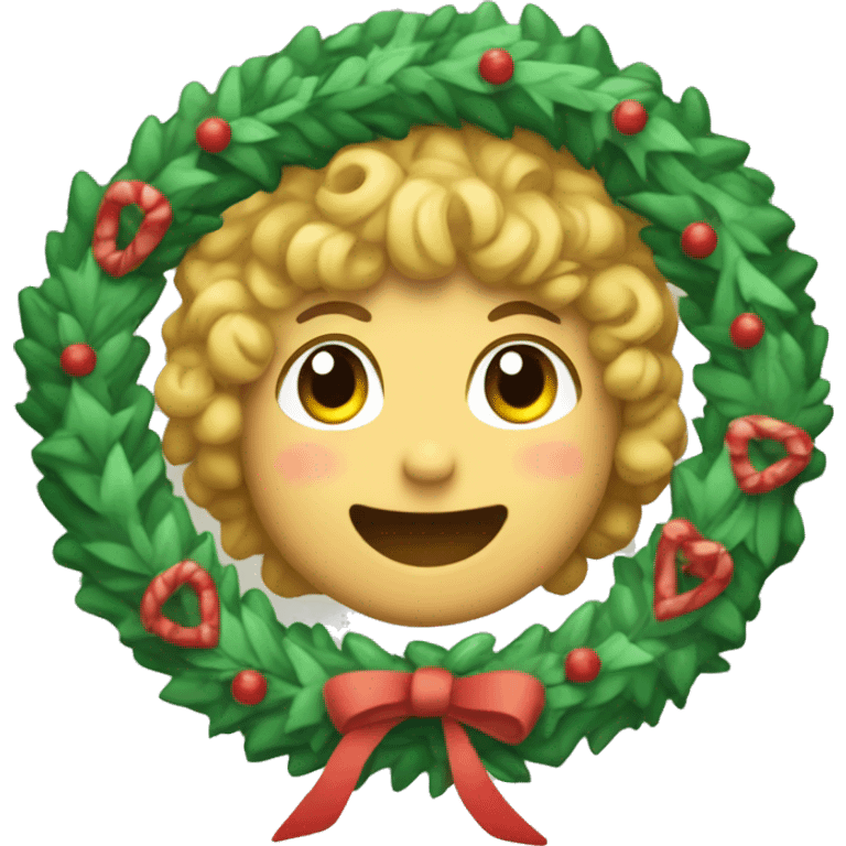 Curly braces with a wreath around them. The right side of the wreath has trans colors and there is a slightly visible ツ  character emoji