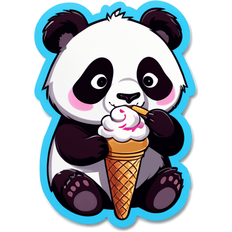 Panda eating ice cream emoji