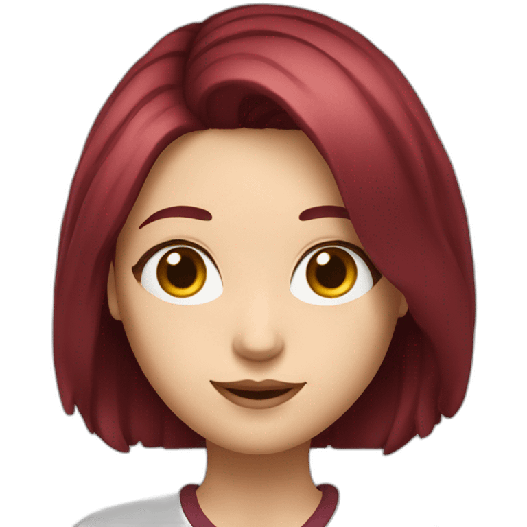 A big patty women really white pale face with maroon hair she is short  emoji