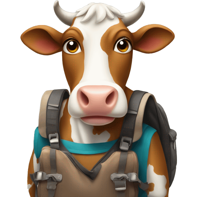 Cow wearing a backpack emoji