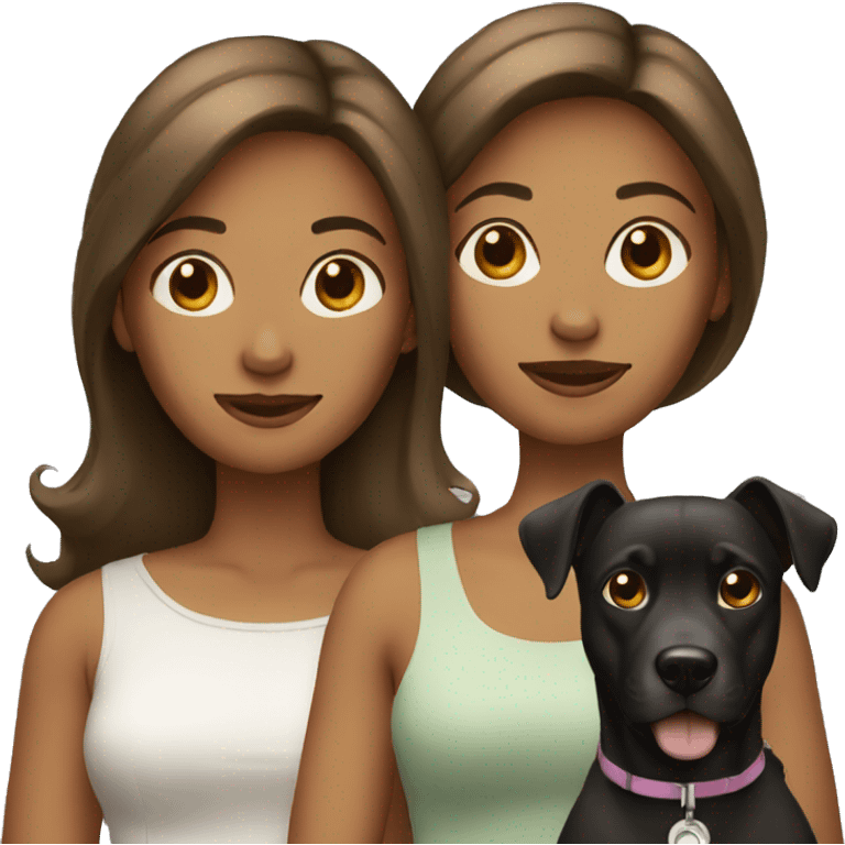 two women with a dog emoji