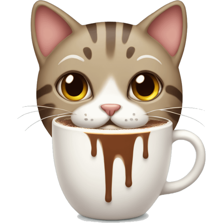 Cat with a hot chocolate emoji