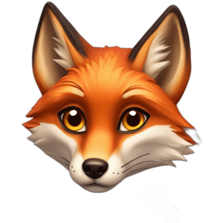 A fox with red skin and long shiny eyes emoji