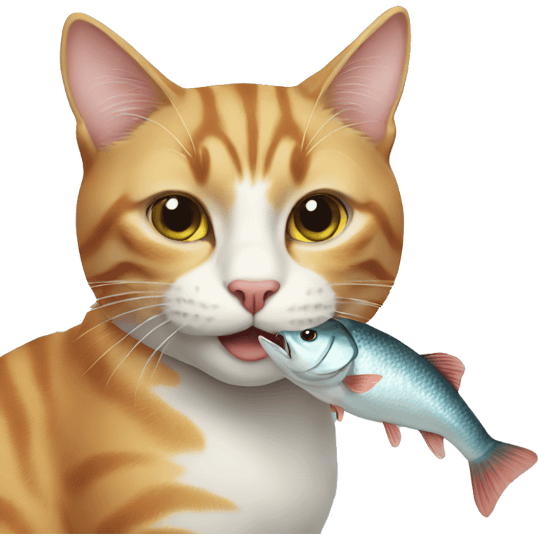 Cat eating a fish  emoji