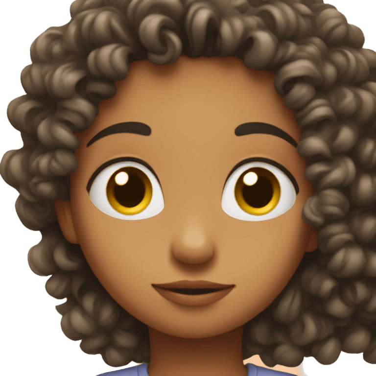 Men kissing girl with curly hair emoji