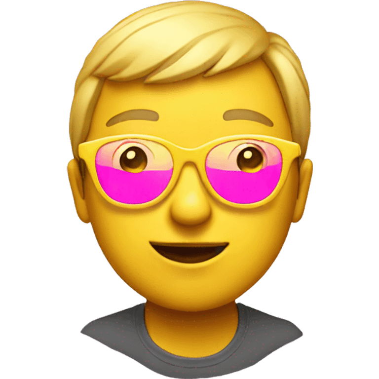 yellow emoji with pink glasses  emoji