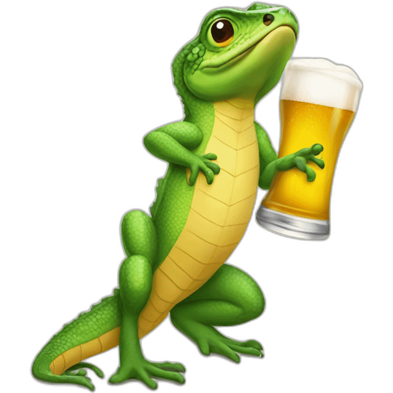 Lezard drink beer emoji