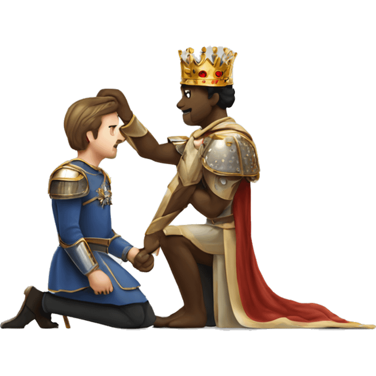 man kneeling before the king being knighted emoji