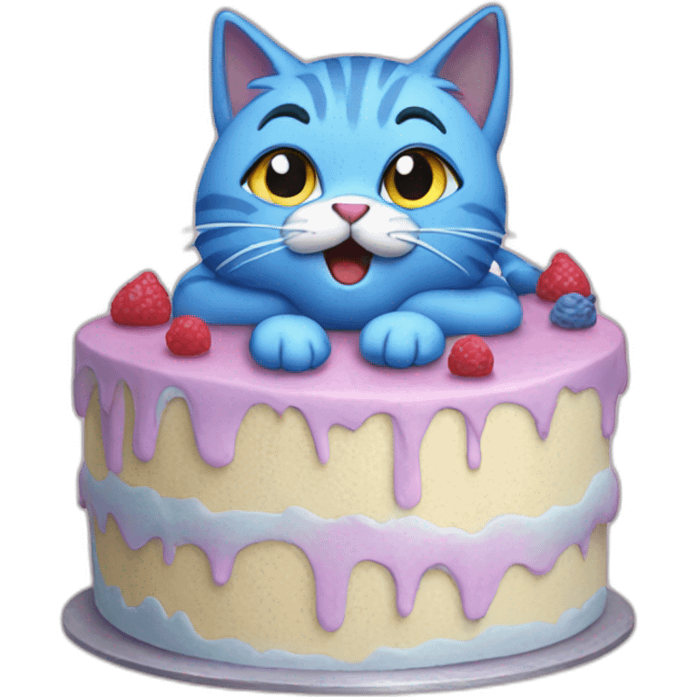 cat-blue-hair-eating-cake emoji