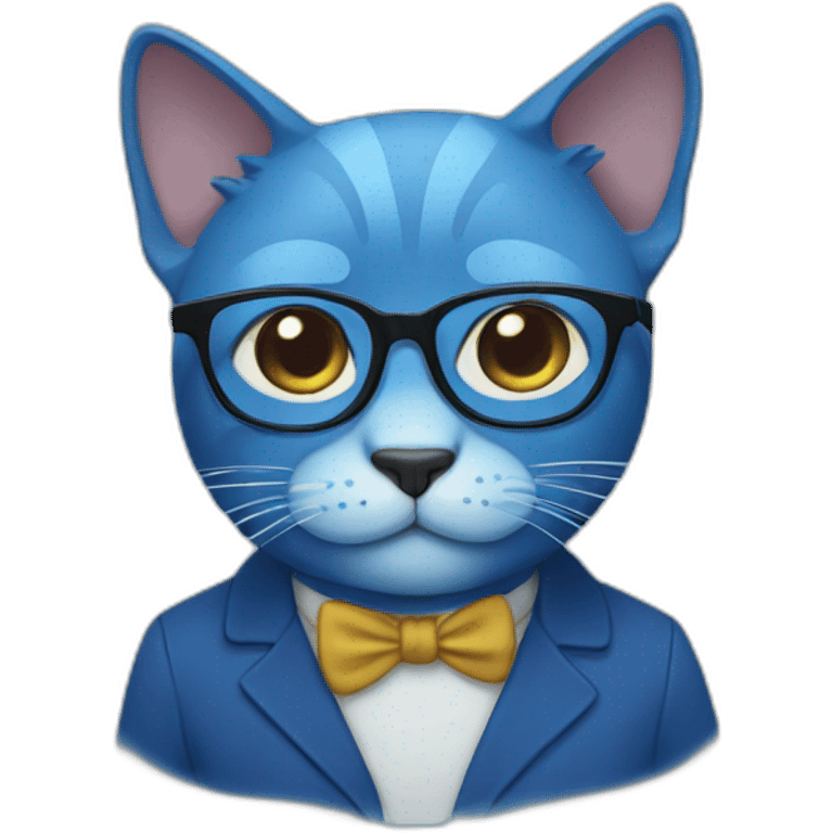 Blue cat with glasses emoji