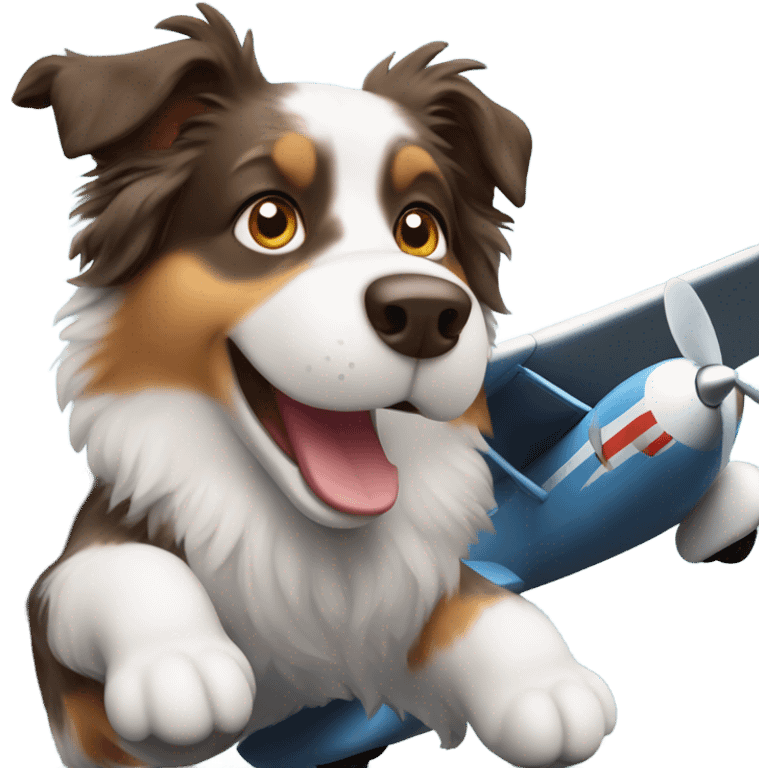 Australian shepherd flying plane  emoji