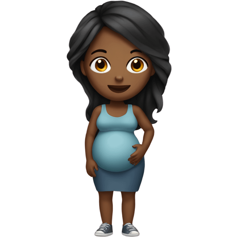 pregnant black girl with straight hair  emoji