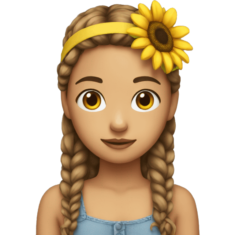 a girl with sunflower plushie head band emoji