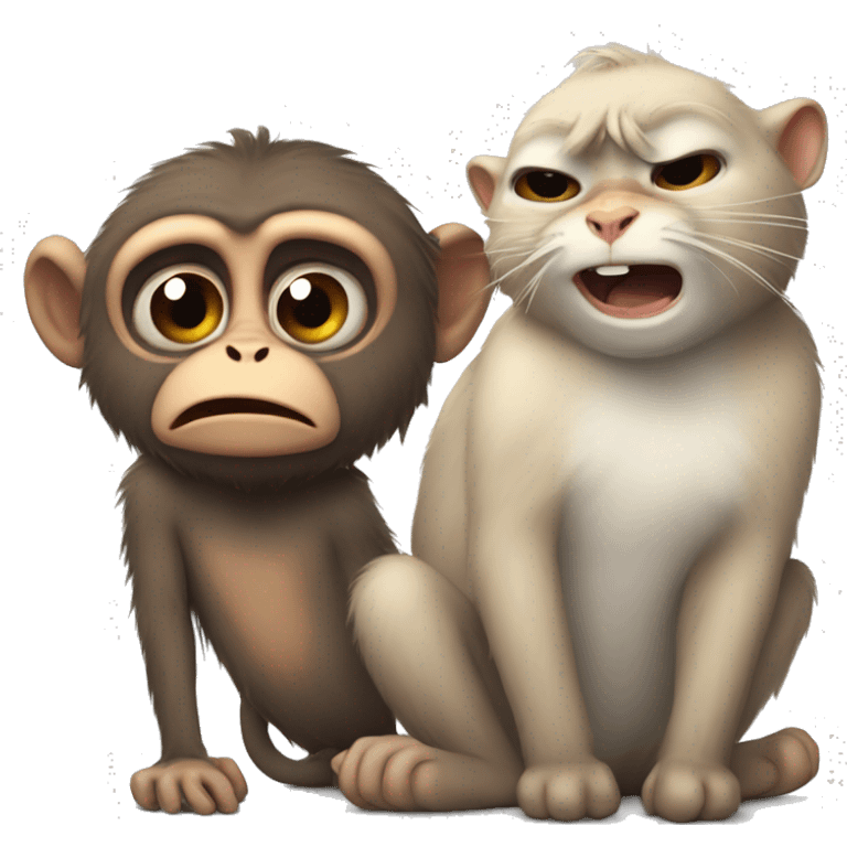 a monkey and cat crying really hard emoji