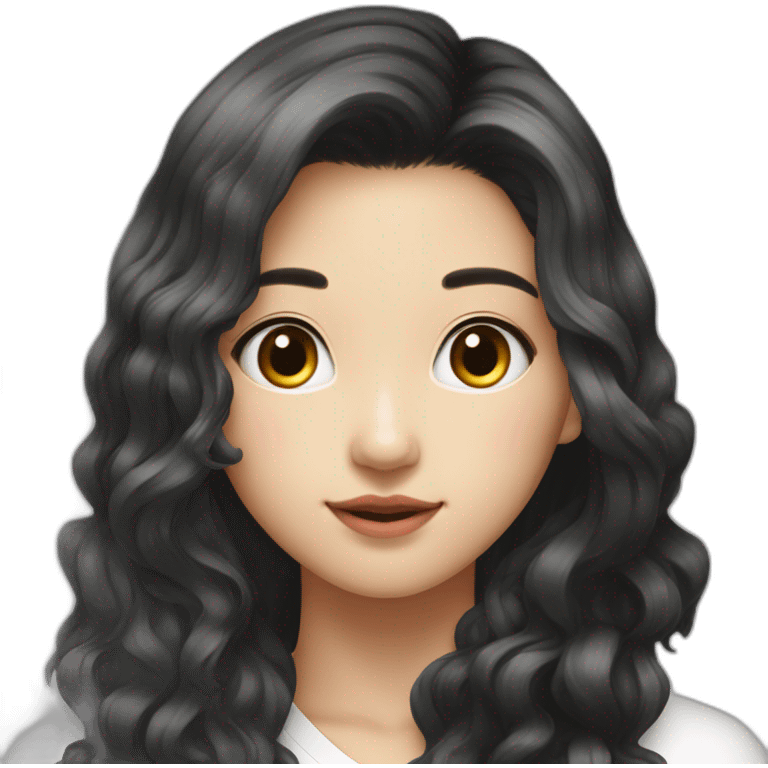 Adolescente asiatique cheveux longs noirs peau claire emoji