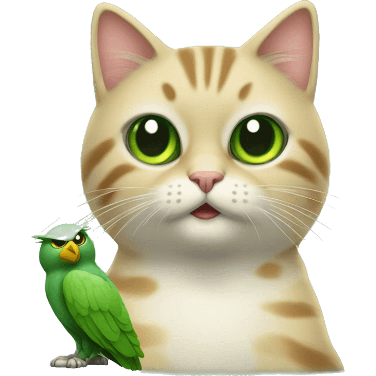 Gatito junto a loro verde emoji