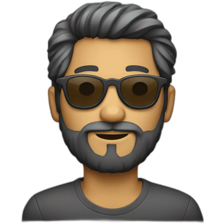 Chico con gafas, pelo y barba gris oscuro  emoji