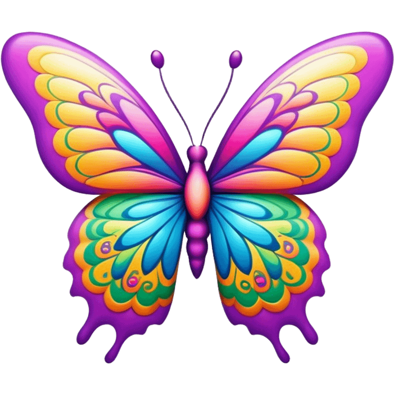 3D, psychedelic colored hippie style butterfly emoji