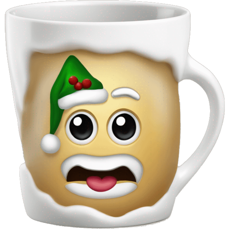 Weihnachtspunsch in Keramiktasse ohne Gesicht mit weihnachtsmotiv  emoji