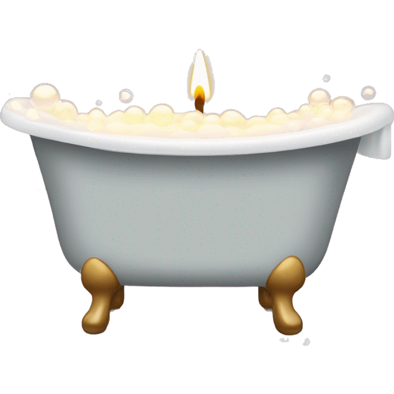 bath tub filled with bubbles and a candle next to it emoji