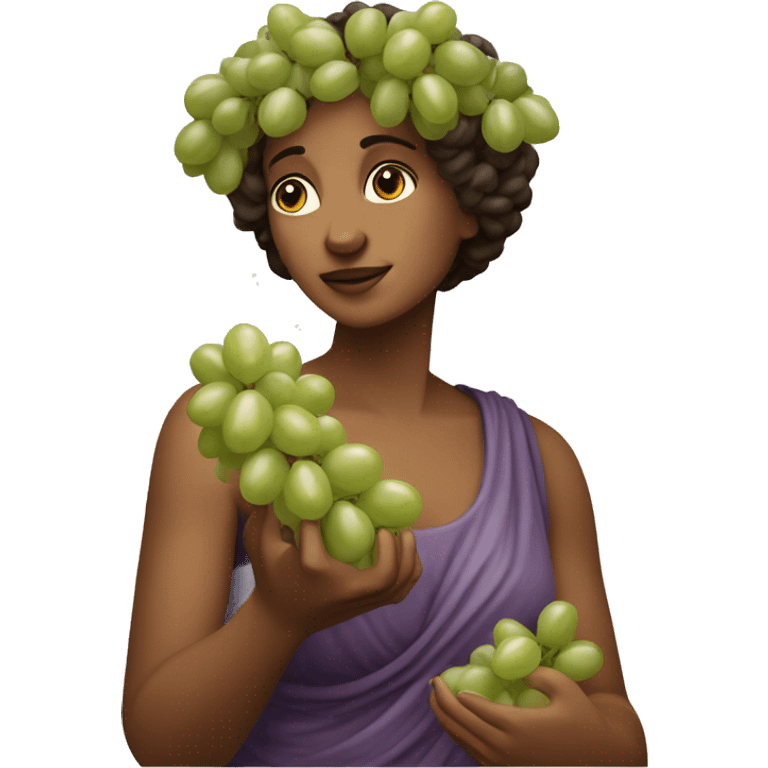 Sappho holds a bunch of grapes in her hand emoji