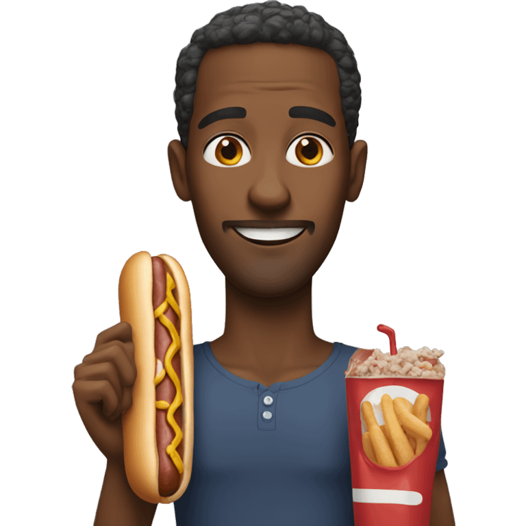 black man with hot dog emoji