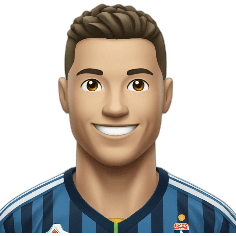 Ronaldo smilling with a soccer ball emoji