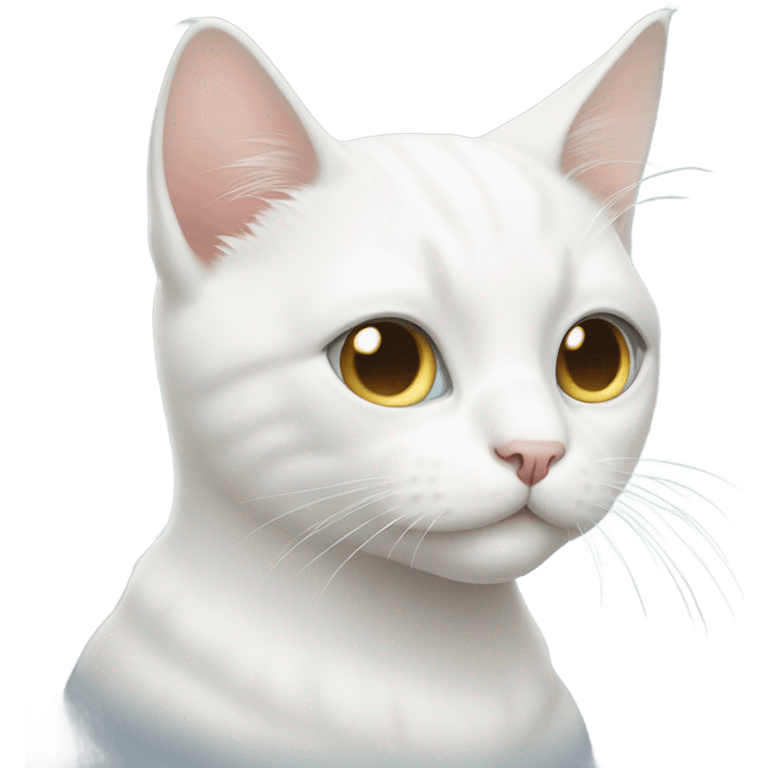 Blind with white eyes white cat cute emoji