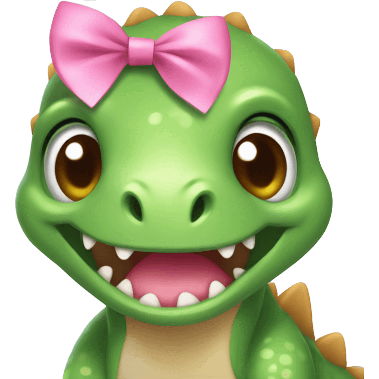 Cute dinosaur with pink bow  emoji