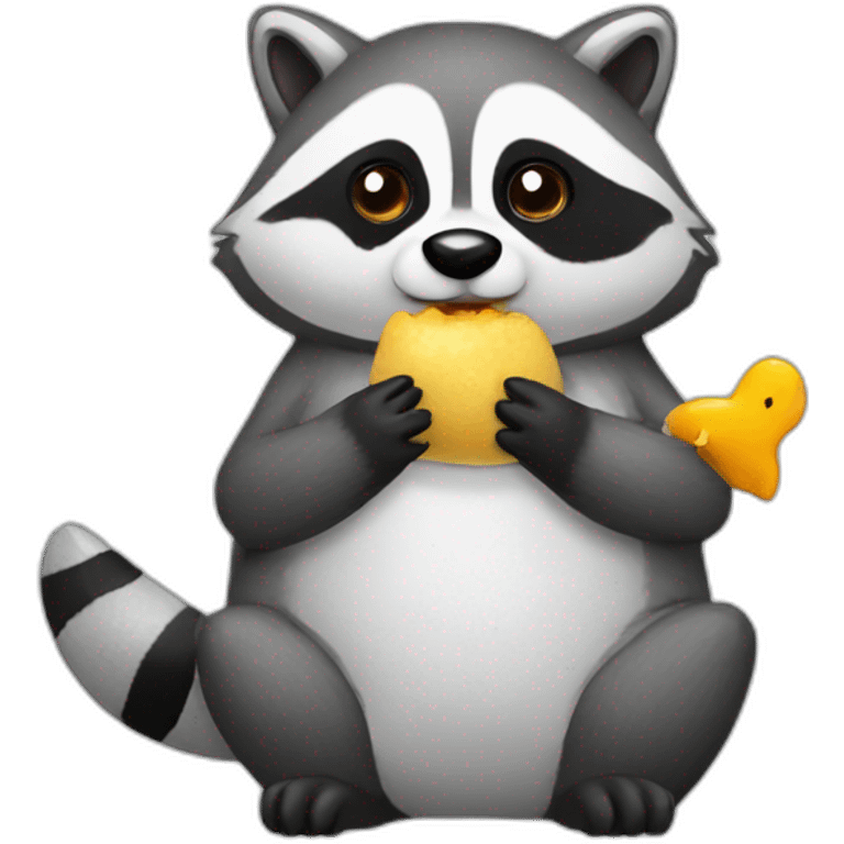 Raccoon eat a penguin emoji