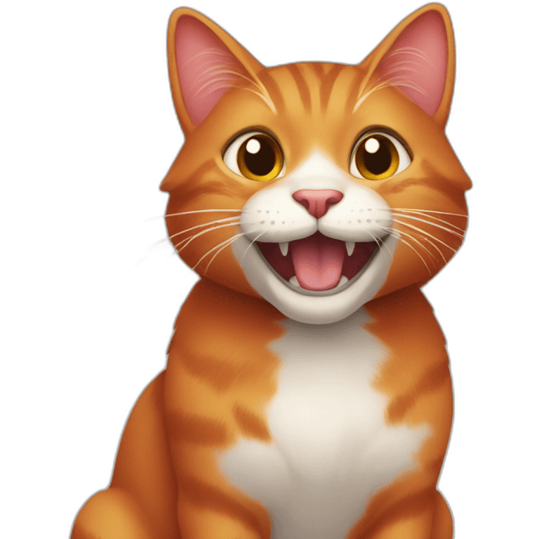 Red dnacing cat with happy face emoji