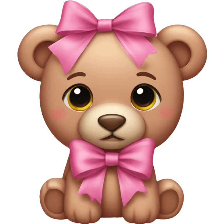 Pink teddy bear wearing bows emoji