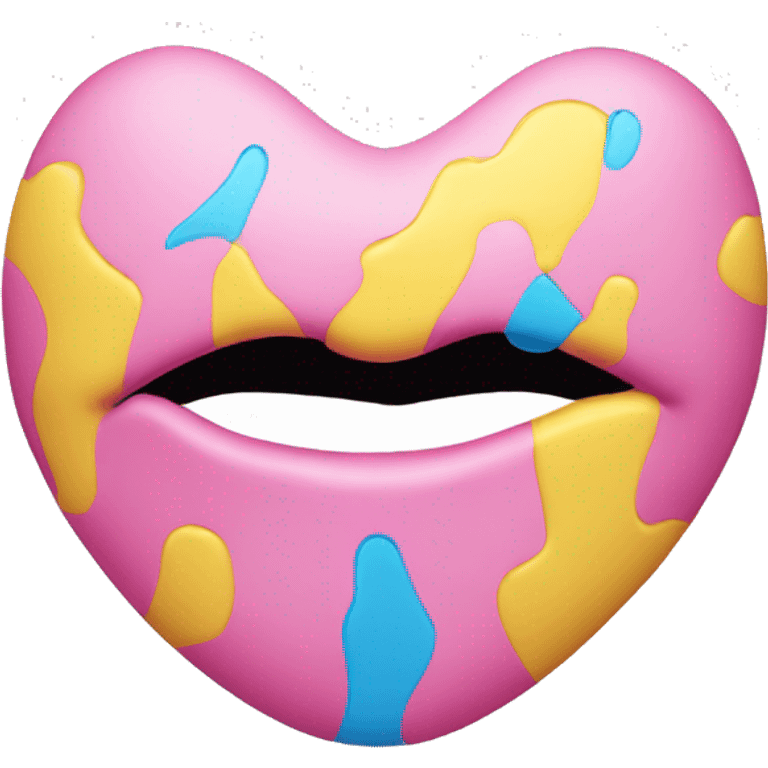 Kiss mark with pink yellow and blue colors emoji