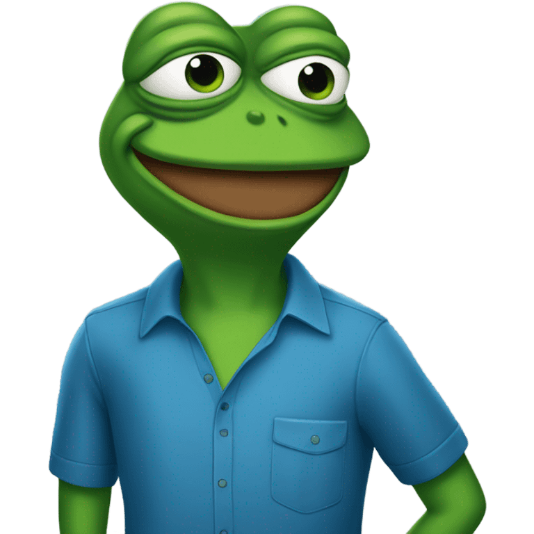 Pepe the frog with a blue shirt emoji