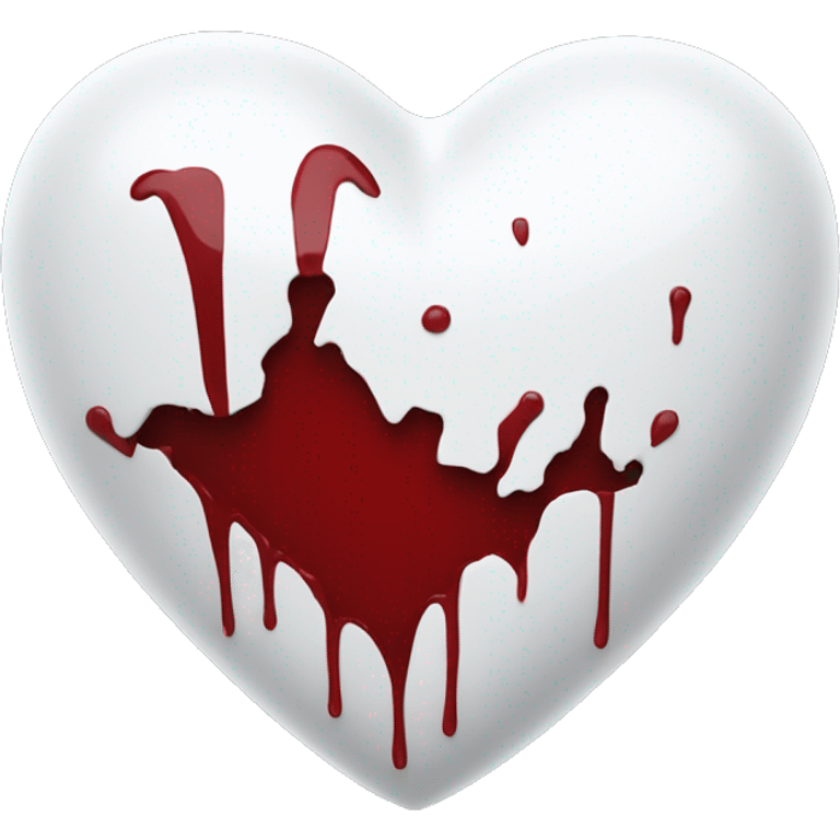 white volumetric heart with blood emoji