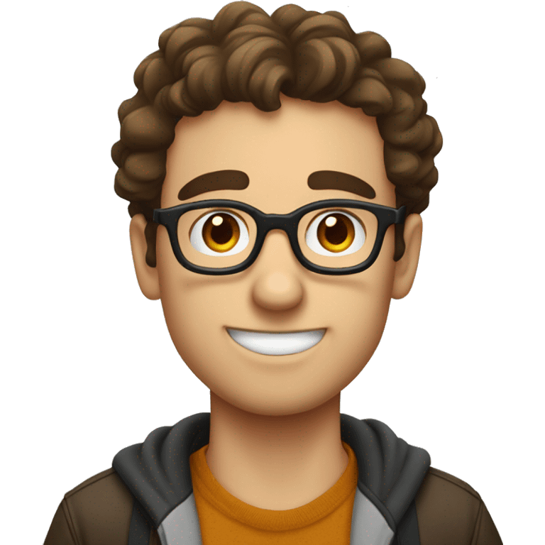  A guy with brown hair and glasses, his name is Miro and he is making a nerd face emoji