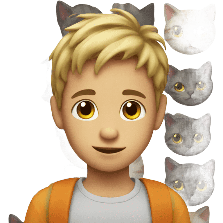 Little boy with cat emoji