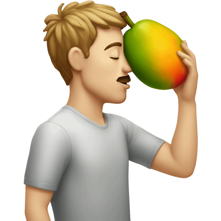 White guy kissing a Mango emoji