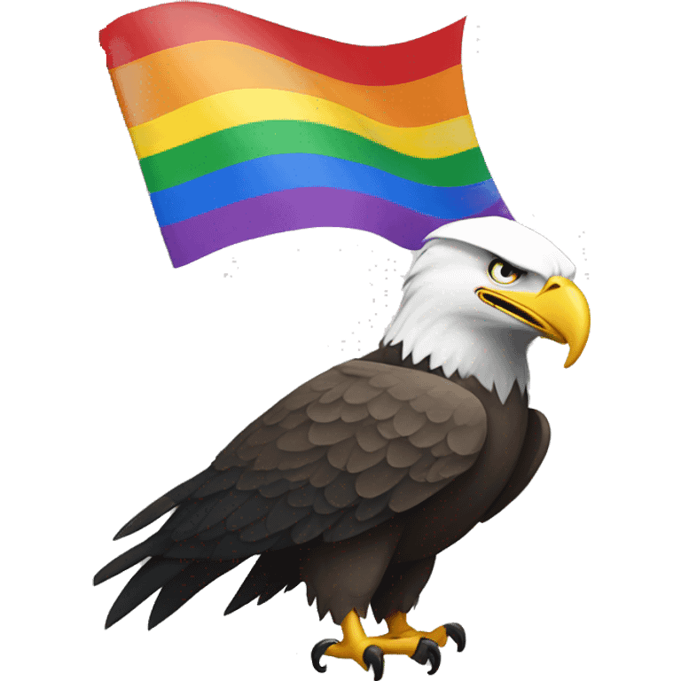 bald eagle holding pride flag with talons emoji