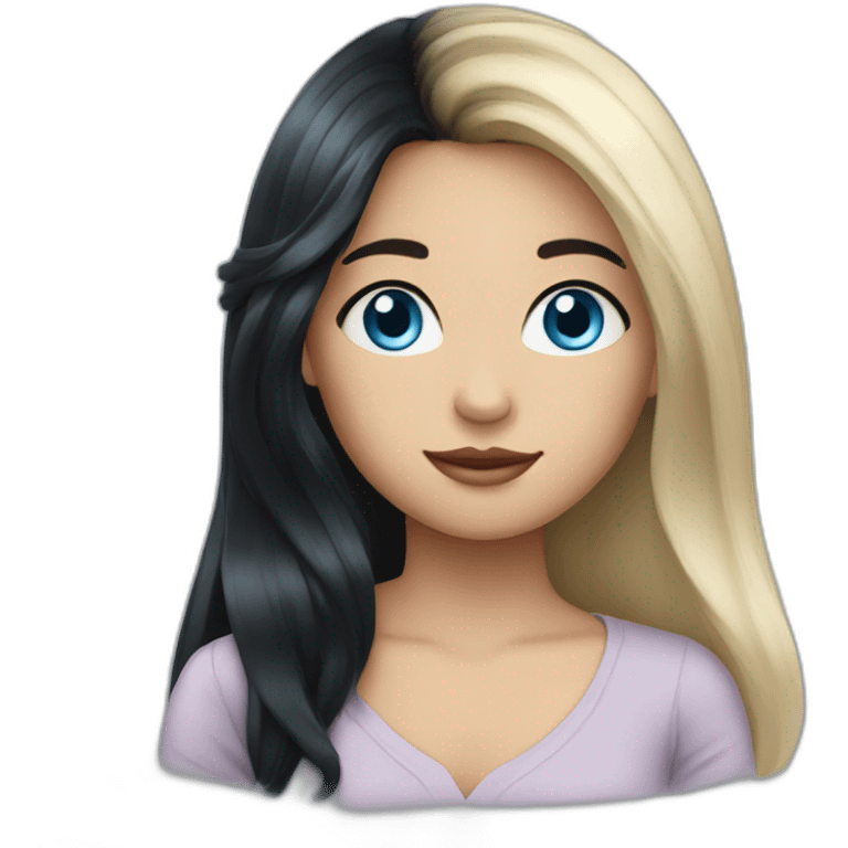 A girl with blue eyes and long black hair emoji