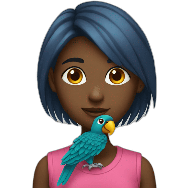 Girl- parrot- dark emoji