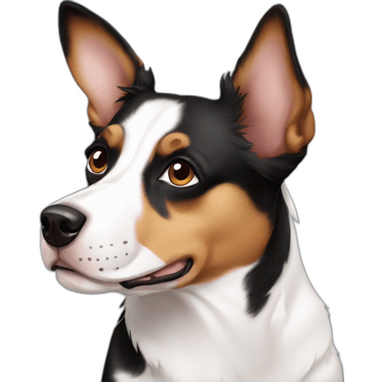 dog white with brown spot over left eye Australian Shepard boston terrier mix emoji