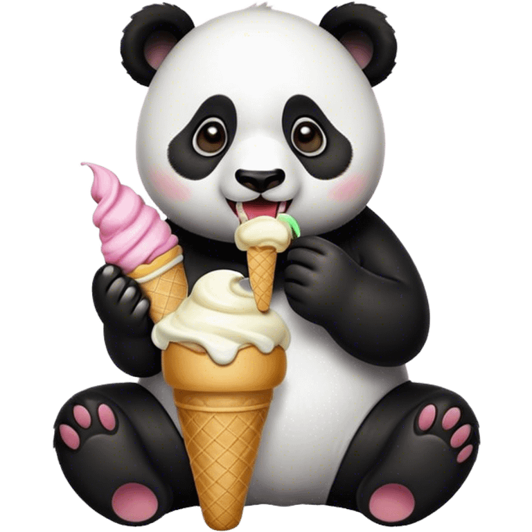 Panda eating ice cream emoji