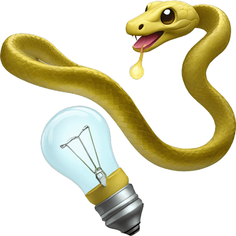 Snake with a lightbulb in its mouth and a battery for a tail emoji