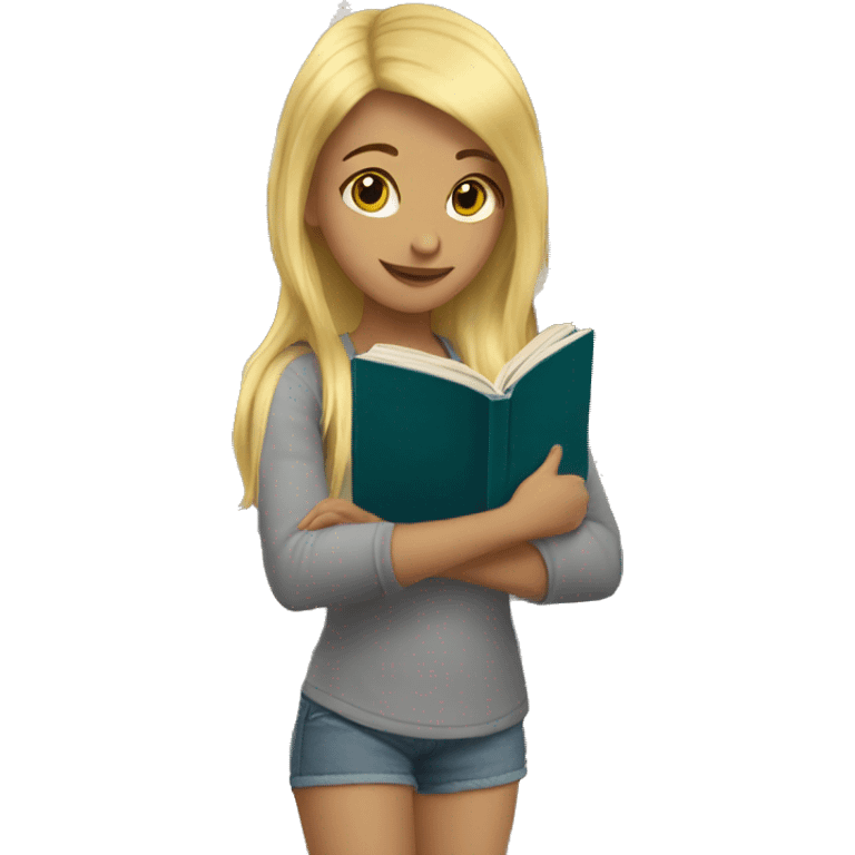 a girl with blonde hair reading books  emoji